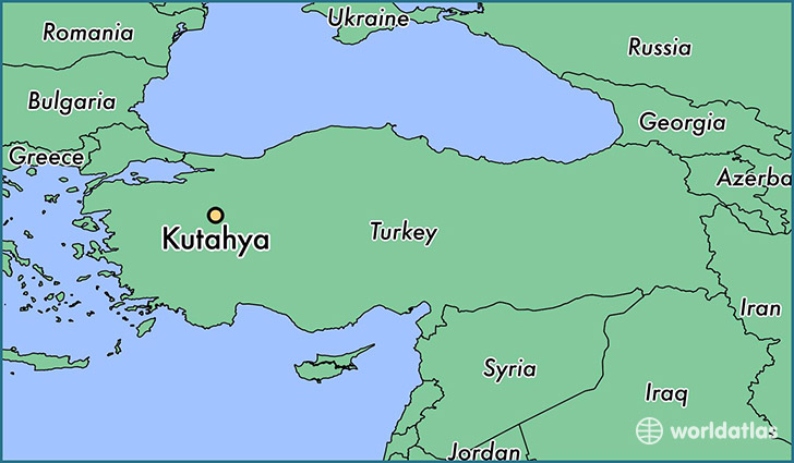 map showing the location of Kutahya