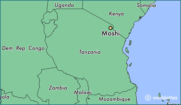 map showing the location of Moshi