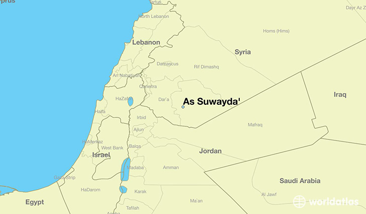 map showing the location of As Suwayda'
