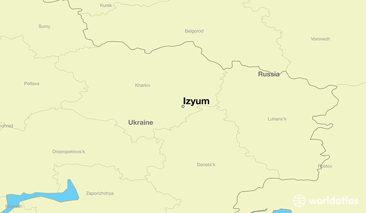 map showing the location of Izyum