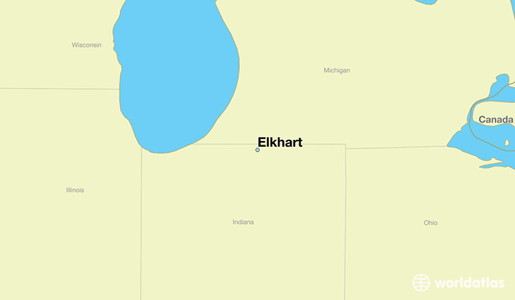 map showing the location of Elkhart