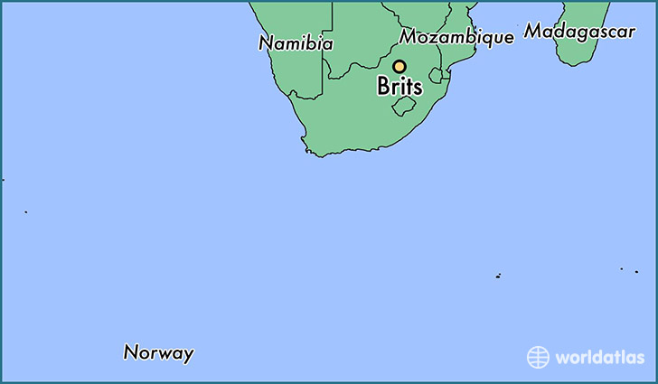map showing the location of Brits