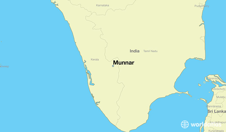 map showing the location of Munnar