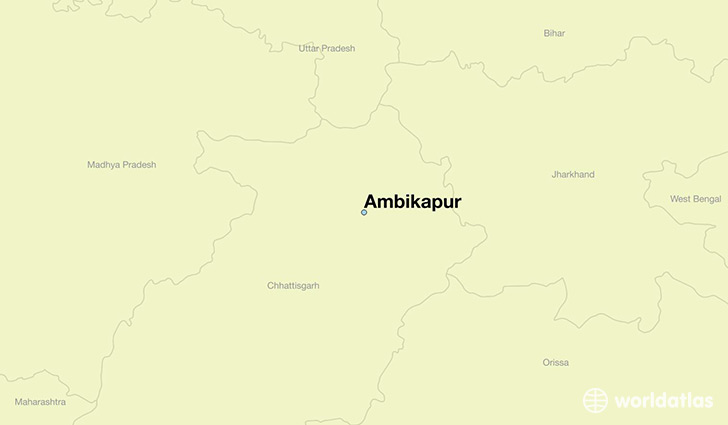 map showing the location of Ambikapur