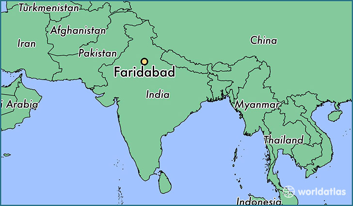 map showing the location of Faridabad