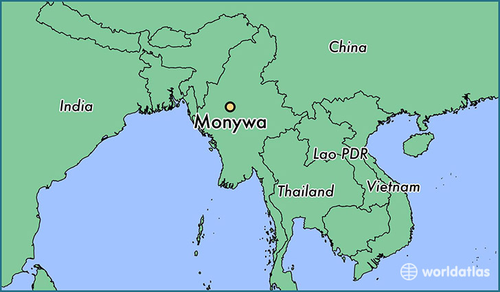 map showing the location of Monywa