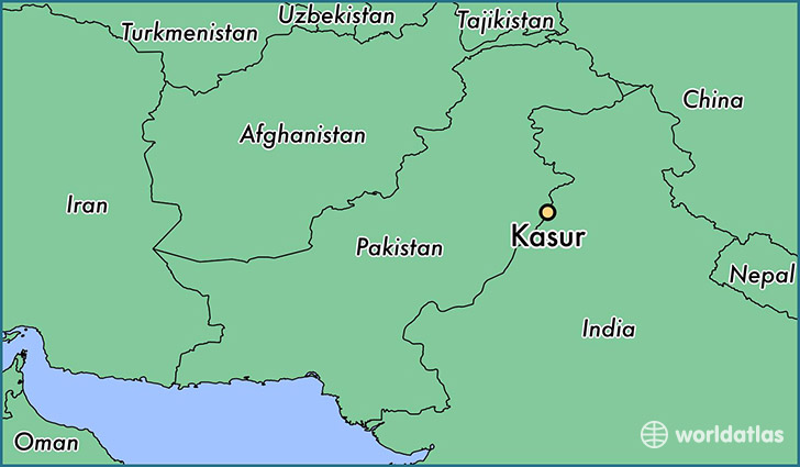 map showing the location of Kasur
