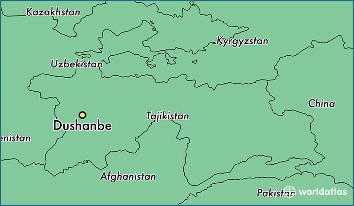 map showing the location of Dushanbe