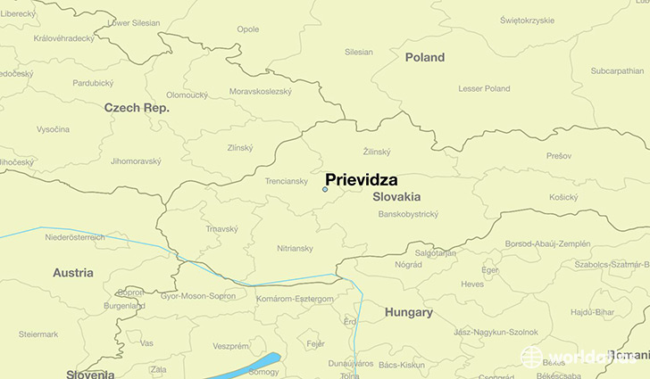 map showing the location of Prievidza