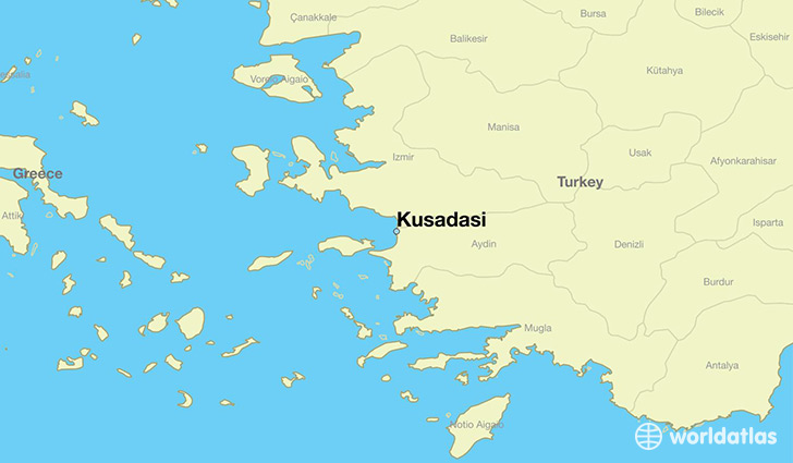 map showing the location of Kusadasi
