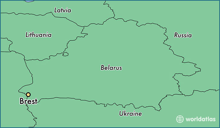 map showing the location of Brest