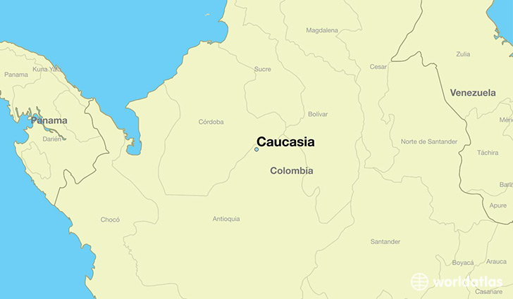 map showing the location of Caucasia