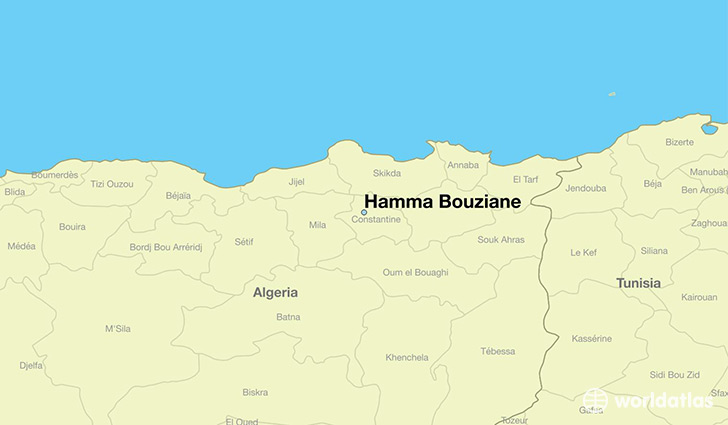 map showing the location of Hamma Bouziane