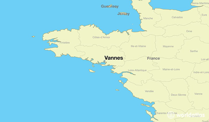 map showing the location of Vannes