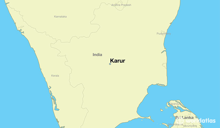 map showing the location of Karur