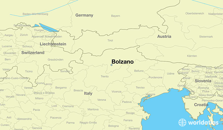 map showing the location of Bolzano