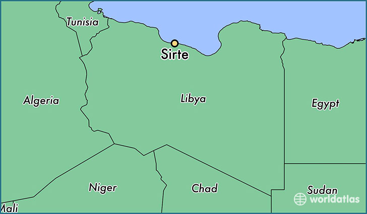 map showing the location of Sirte