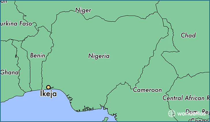 map showing the location of Ikeja