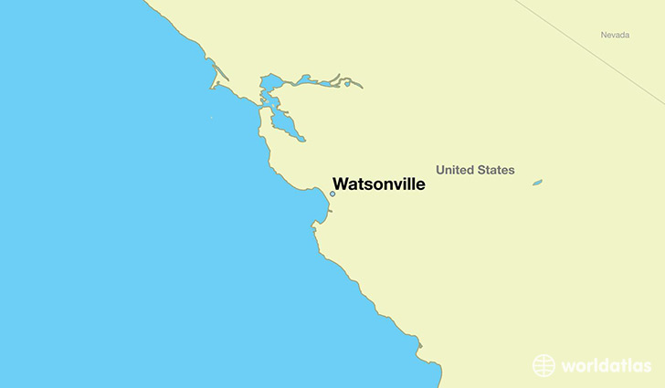map showing the location of Watsonville