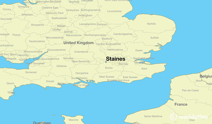 map showing the location of Staines