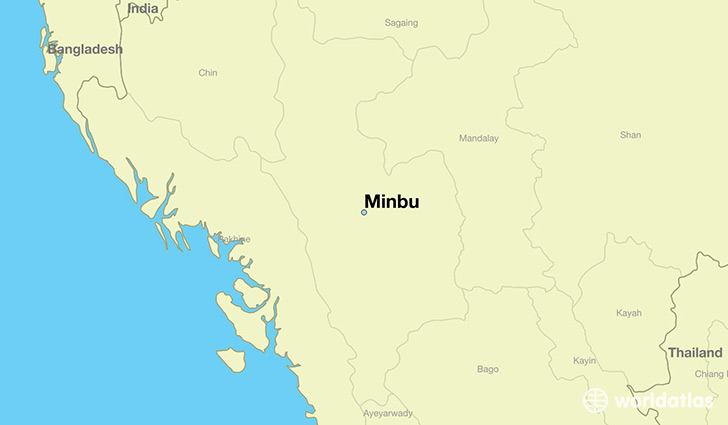 map showing the location of Minbu