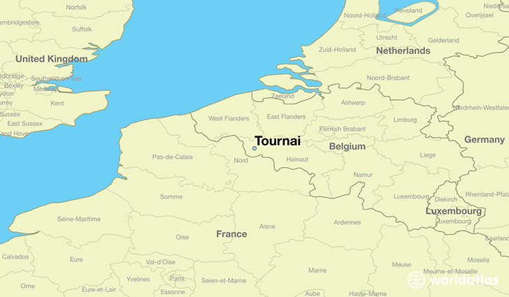 map showing the location of Tournai