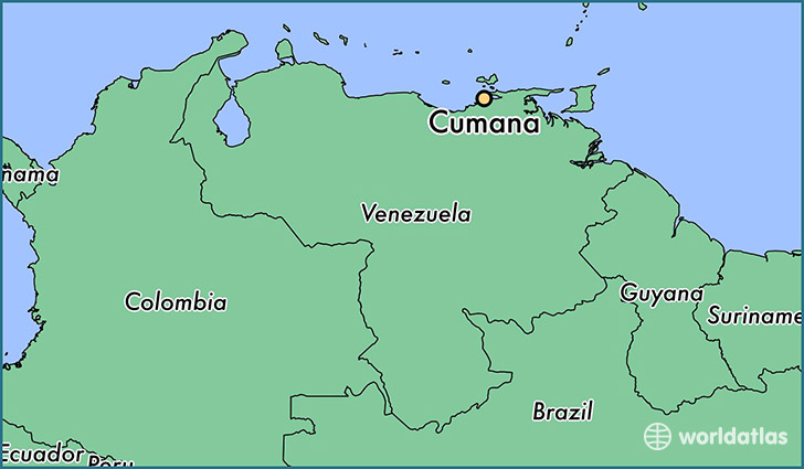 map showing the location of Cumana