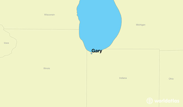 map showing the location of Gary