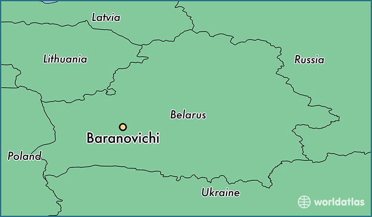 map showing the location of Baranovichi