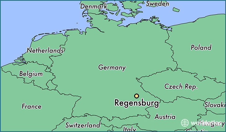 map showing the location of Regensburg