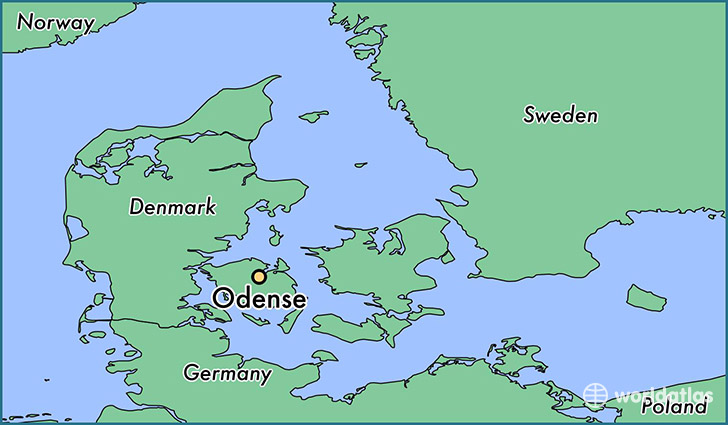 map showing the location of Odense