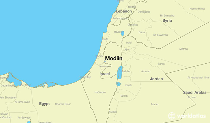 map showing the location of Modiin