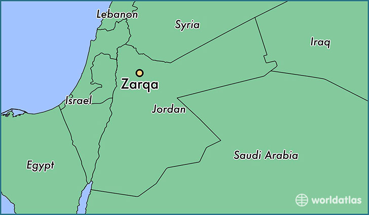 map showing the location of Zarqa