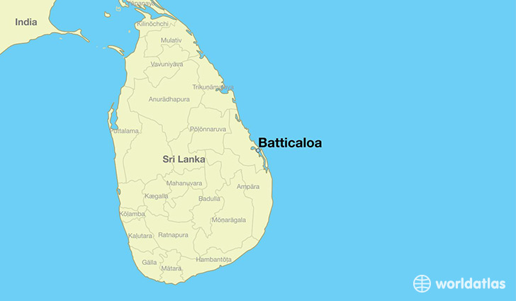 map showing the location of Batticaloa