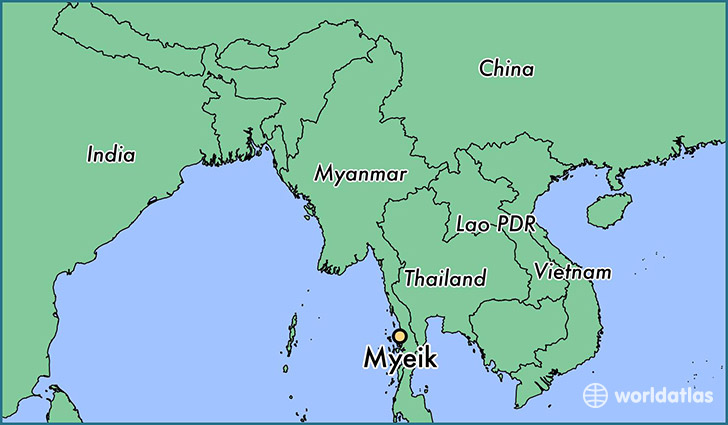 map showing the location of Myeik