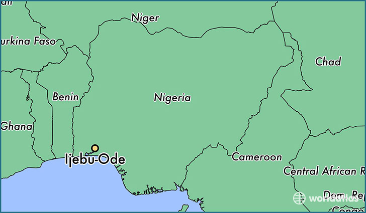 map showing the location of Ijebu-Ode