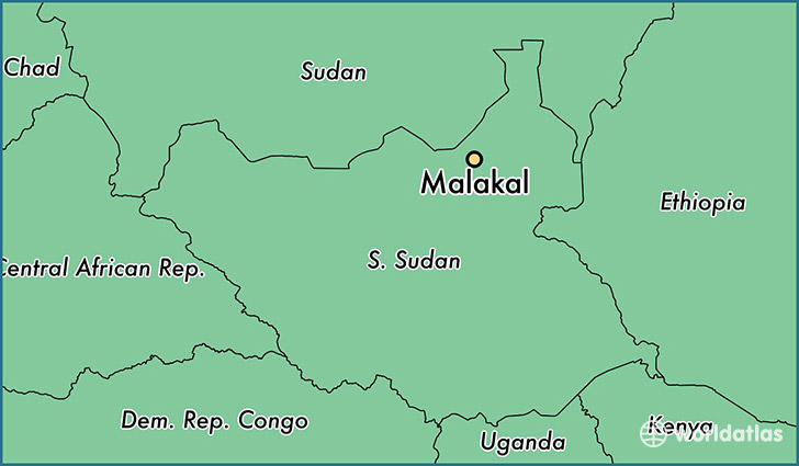 map showing the location of Malakal