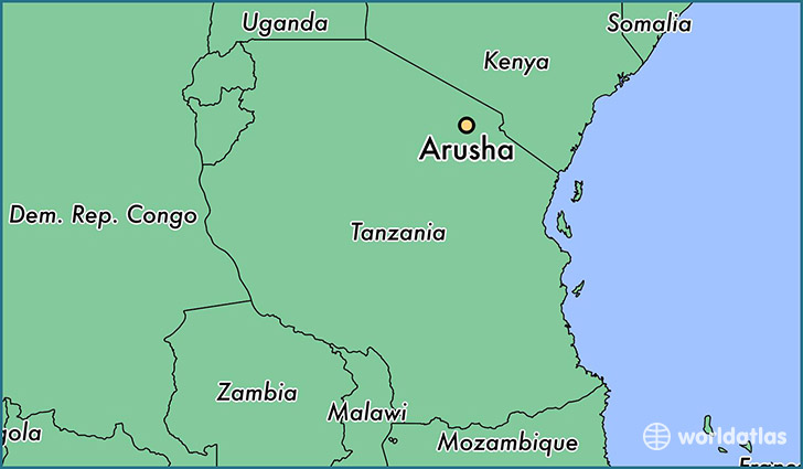 map showing the location of Arusha