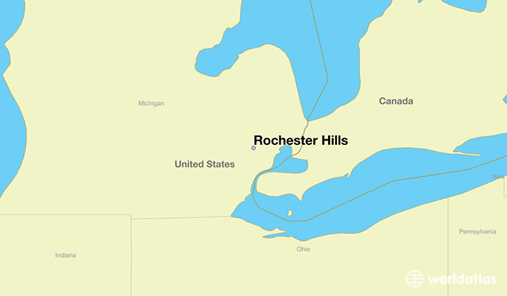 map showing the location of Rochester Hills