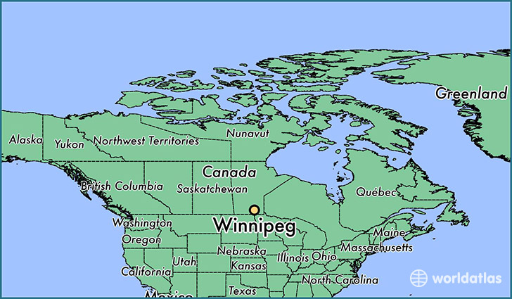 map showing the location of Winnipeg