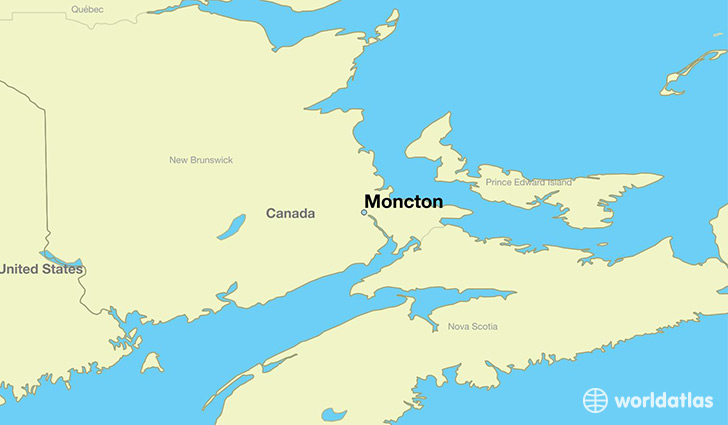 map showing the location of Moncton