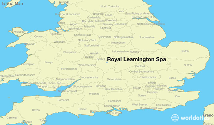 map showing the location of Royal Leamington Spa