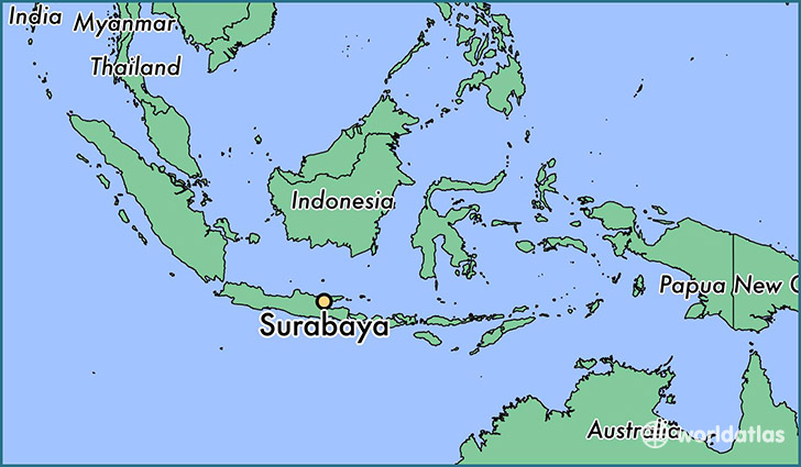 map showing the location of Surabaya
