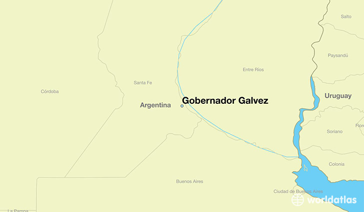map showing the location of Gobernador Galvez