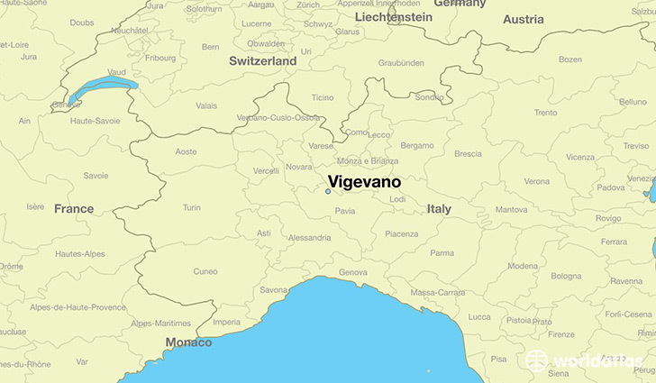 map showing the location of Vigevano