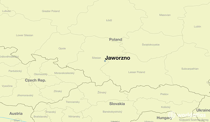map showing the location of Jaworzno