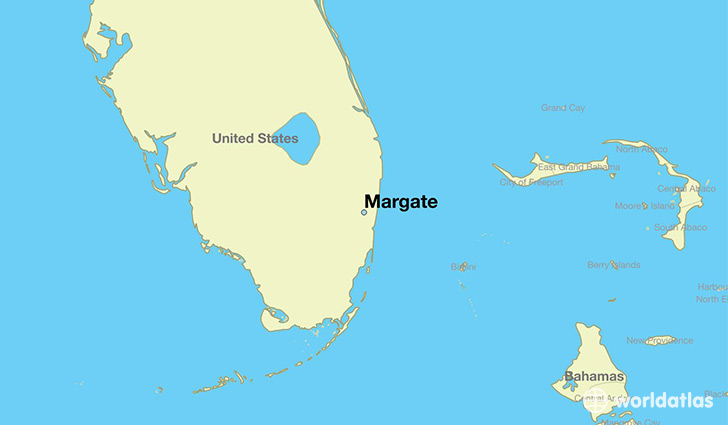 map showing the location of Margate