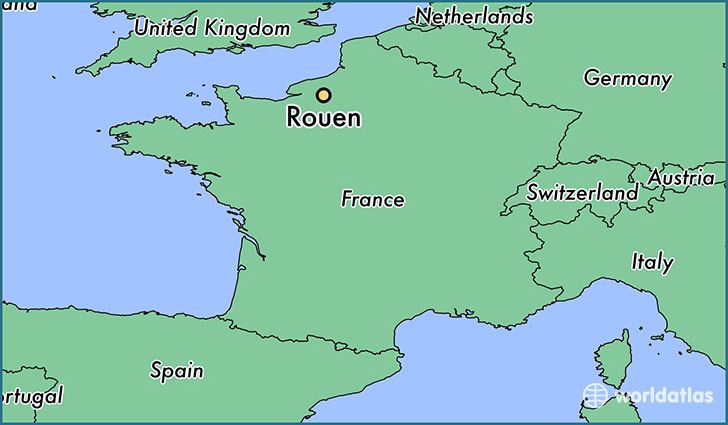 map showing the location of Rouen
