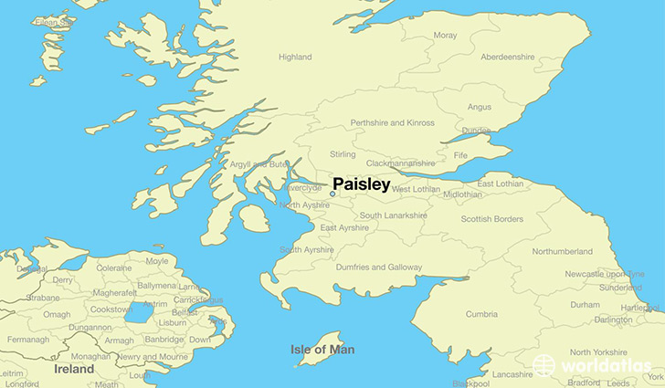 map showing the location of Paisley
