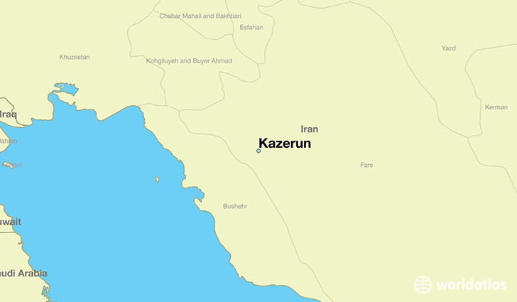 map showing the location of Kazerun